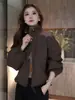 Chaqueta corta de moda estilo coreano con cuello alto para mujer, nueva colección otoño 2026, corte holgado, versátil, adelgazante, top moderno y elegante para este año