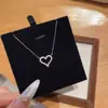 Joias de Prata Beixi Prata Esterlina S925 Colar com Diamante Corrente para Clavícula em Formato de Coração Feminino Dourado Branco Elegante Versátil Oco Inlaid Joias de Prata