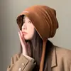 Chapéu de Pelúcia com Orelhas de Cachorro Peludo para Mulheres no Outono e Inverno, Proteção contra Frio, Proteção Auricular, Aquecimento, Versátil e que Mostra o Rosto, Pequeno Chapéu de Tricô
