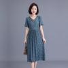 Vestido de Verano para Mamá para Mujeres de Mediana Edad de 40 a 50 Años, Vestido Elegante para Damas Nobles, Vestido de Seda de Imitación