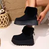Botas de Nieve para Mujer Estilo Nuevo Otoño 2025 con Forro de Felpa y Ribete Esponjoso, Suela de Plataforma Gruesa, Estilo Coreano, Punta Redonda, Cálidas, Talla Grande, Comercio Exterior