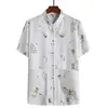 Traje Tang de Manga Curta de Verão para Pessoas de Meia-Idade e Idosos, Conjunto Casual Retrô de Duas Peças, Roupa Chinesa Estilo Pai, Hanfu de Vovô