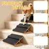 Rampa Plegable Antideslizante para Mascotas de Madera Maciza Escalones para Perro Gato Escalera Auxiliar Ángulo Ajustable Escalera de Escalada