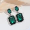 Europa y Estados Unidos pendientes retro simples pesados de trabajo transfronterizos geométricos cuadrados de cristal moda temperamento pendientes de mujer pendientes de alto sentido