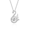 Collar de Plata de Ley S925 Amor de Cisne Colgante Estilo Japonés y Coreano Salto Inteligente Nuevo Moissanita Clavícula Al por Mayor