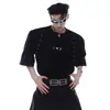 Ropa de verano para hombre, elegante y fresca, con decoración metálica y diseño tridimensional, camiseta de manga corta estilo americano, corte holgado, cuello redondo, top único