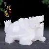 Jade Natural Tartaruga Dragão Jade Branco Pedra Bruta Escultura Jade Integrado Sala de Estar Decoração de Casa Escultura em Jade Decoração Tartaruga Dragão