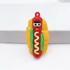 Llavero de Goma Suave Simulado Comida Rápida Papas Fritas Hamburguesa Pizza Hot Dog Muñeco Colgante Decoración de Mochila Llavero Venta al por Mayor