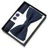 Conjunto de 3 Peças Gravata Borboleta Lenço de Bolso Masculino Caixa de Presente Decoração de Camisa para Casamento Banquete Gravata Borboleta Flor de Gravata Fabricante