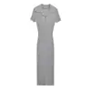 Vestido Largo de Punto Canalé Versátil de Moda Europea y Americana Más Vendido en AliExpress Europa y América