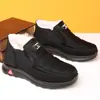 Sapatos Masculinos de Lã de Inverno Sapatos de Pano Old Beijing Sapatos Masculinos de Algodão com Forro de Lã Quentes Sapatos para Pais de Meia-idade e Idosos Sapatos Antiderrapantes para Idosos