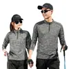 Venta al por mayor de ropa de otoño para exteriores, ropa de secado rápido con cuello alto, camiseta elástica de manga larga estilo pareja, ropa de fitness para hombre, ropa deportiva para mujer