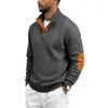 Sudadera de Punto para Hombre Transfronteriza Otoño Cuello Alto Bloques de Color Jersey de Punto Holgado Casual Chaqueta de Manga Larga Top para Hombre