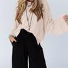 Ropa de Mujer Transfronteriza Europea y Americana Hueca de Punto Acanalado Retorcido Camiseta de Manga Larga Moderna Holgada Casual Ropa de Trabajo Superior