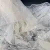 Tecido de malha de pérolas alargado roupa diy design feito à mão prego de conta tecido para vestido de noiva vestido de noite véu item padrão