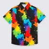 Camisa Floral de Manga Corta Traje Casual de Dos Piezas Pantalones Cortos para Hombre Secado Rápido Playa Hawaiano Pareja Playa de Hainan
