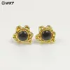 Ehp102 Sol Pequeño Girasol Piedras Preciosas de Colores Gancho para Pendientes Opcional Chapado en Oro de 18K Accesorios