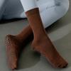 Calcetines de yoga para mujer, calcetines de longitud media hasta la pantorrilla, algodón de fibra larga de Xinjiang, silicona antideslizante, para interiores, fitness, Pilates, medias deportivas para mujer