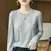 Suéter de Tricô Fino Lyocell Estilo Coreano com Gola Redonda para Mulheres, Nova Coleção Primavera/Verão 2026, Camisa Básica Versátil Simples, Top Elegante