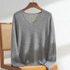 Estilo Nuevo Otoño e Invierno 100% Cachemira Pura Casual Versátil Holgado Hueco Perezoso Cuello en V Suéter de Punto de Manga Larga