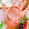 Pulseira Sino Antigo Estilo Chinês Banhada a Prata em Latão com Ditados Auspiciosos, Pulseira Segura e Desejosa, Presente para Mulheres Atacado