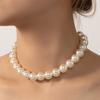 Venta caliente transfronteriza Collar de perlas de imitación de 14 mm para mujer Collar simple y brillante de perlas artificiales Cadena para la clavícula Joyería al por mayor