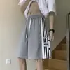 Verão Novo Estilo Calças Cinco Pontos Americano Três Barras Casual Estudante Esporte Basquete Calças Abotoadas Pesadas Soltas Shorts