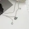 Collar de Corazón de Píxeles Negros de Aleación para Mujer Ins Hip-Hop Diseño de Nicho Cadena Versátil de Doble Capa para Clavícula