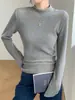 Camiseta Feminina Outono 2026 Nova Gola Alta Estilo Coreano Peça Íntima de Alta Qualidade Top Fino de Manga Longa