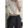 Nueva Colección Verano 2026 Camisa Coreana de Diseñador Lisa de un Hombro con Cordón de Manga Corta