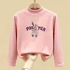 Camada de base estilosa com forro de fleece para meninas, coleção outono/inverno 2026, nova blusa infantil de manga longa, camiseta de bebê