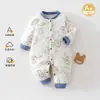Mameluco para bebé, Clase A, acolchado de 40g, unisex, sin costuras, mameluco de apertura frontal, traje de gateo engrosado, ropa de otoño e invierno para bebé