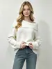 Suéter de Punto de Hombro Único Otoño e Invierno Europeo y Americano para Mujer Cuello Plegable Holgado Off-the-Shoulder Manga Larga Fábrica de Origen Venta al por Mayor