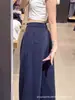 Pantalones deportivos para mujer color azul marino estilo americano, nueva colección otoño 2026, de tiro bajo, casuales, holgados, estilo coreano, pantalones de pierna ancha relajados