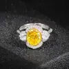 Anillo nuevo grande en forma de huevo color dorado con diamantes, anillo de dos tonos chapado en oro de 18k de lujo europeo y americano para mujer r5029