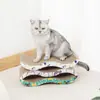 Placa de Arranhar para Gatos Curva em Forma de M de Papelão Ondulado Transfronteiriça Desenho Animado Papelão Ondulado Ecológico Não Solta Migalhas para Gatos Arranharem e Brincarem