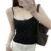 Camisola de Lunares sin Espalda con Almohadillas en el Pecho y Lazo, Corte Ajustado, para Bustos Pequeños para que Parezcan Más Grandes, Se Puede Usar como Capa Exterior, Camisola para Mujer