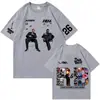 Camiseta de tamanho europeu transfronteiriça para o tour de Chris Brown e Usher 2026, para homens e mulheres, estilo Harajuku, manga curta, gola redonda, casual