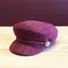 Chapéu Feminino Primavera e Outono Estilo Coreano Fashionável Versátil Fashionável Lantejoula Prata Top Plano Aba Curta Boina Chapéu Octogonal