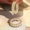 Pendientes Cuadrados de Zirconia con Diamantes Completos de Estilo Europeo y Americano de Venta Caliente Transfronteriza, Ganchos de Oreja Modernos y Únicos, Pendientes para Mujeres Viajeras, Venta al por Mayor de Fábrica