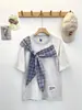 Marca Americana Retro Tendência Xale de Laço Falso Duas Peças Camiseta de Manga Curta Feminina Verão 2025 Novo Top Solto Tendência