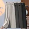 Pantalones rectos ajustados para madres, pantalones largos adelgazantes, nuevo modelo 2026, pantalones para mujeres de mediana edad y mayores de 50 años, pantalones de pierna ancha de cachemira sintética para mujer