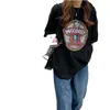 Camiseta Holgada con Estampado de Dibujos Animados Retro Estilo Americano 2025 Verano Nuevo Estilo BF Talla Grande de Longitud Media Manga Corta para Mujer