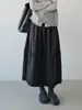 2025 Nova Saia Longa Versátil da Moda Estilo Coreano Outono e Inverno Aparência Emagrecedora Cintura Alta Saia A-Line Saia de Lã Feminina