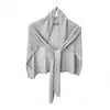 Suministro transfronterizo chal de punto de lino de bambú para primavera y otoño, chaleco anudado fácil de llevar, chaqueta calentador de cuello de color sólido para protección solar