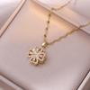 Colar feminino flor de quatro folhas adorável brincos de tarraxa giratórios pulseira colar anel conjunto celebridade da internet zircônia TikTok corrente para clavícula