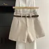 Shorts Casuais Femininos de Verão 2026, Estilo Coreano Ins, Retro de Hong Kong, Simples, Cintura Alta, Modelo A, Perna Larga