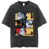 Camiseta Retro Lavada Vintage de Manga Corta de Algodón Puro para Hombre y Mujer, Anime Japonés Caos Samurai Champloo