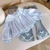 Elegante Conjunto Casual de Dos Piezas Otoñal para Niñas, Bebé Niña 2026 Nueva Camisa de Muñeca y Jeans Conjunto de Celebridad de Internet