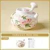 Tetera de cerámica pintada a mano con flor de durazno de fábrica, tetera individual para preparar té, juego de té para uso doméstico con separación de té y agua